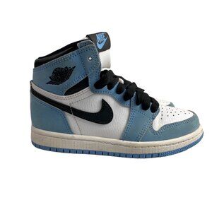 Nike Air Jordan 1 Retro Blue & White Leather High OG UNC Boys Sneakers Size 12C